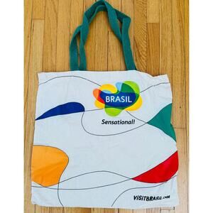 Brazil Marca Brasil Sensational Travel Tourist Kika Farcas Ivory Cotton Tote Bag
